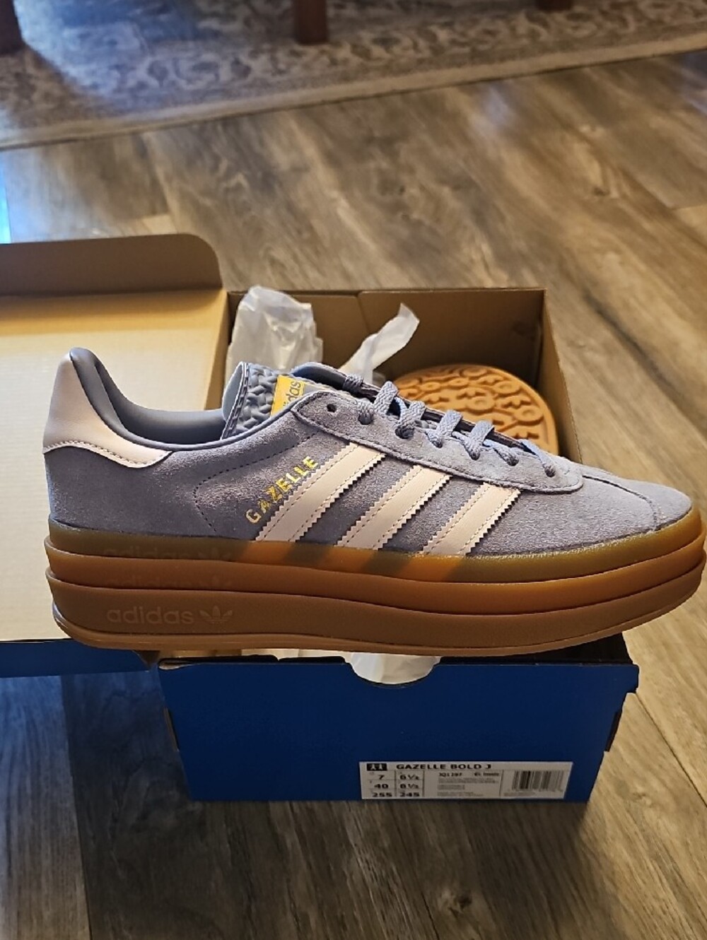 Adidas Juniors Gazelle Bold Silver Violet/almost Pink